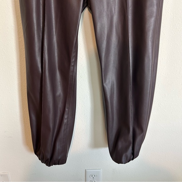 HUGO BOSS Teruna Faux Leather Jogger Pants Purple Merlot Size 6 Original $228 - Picture 7 of 10